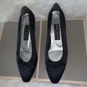 Stuart Weitzman Black Flats with Silver Accents